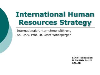 International Human Resources Strategy