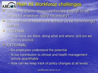 Main HI Workforce challenges