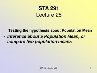STA 291 Lecture 25