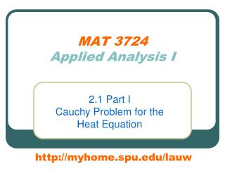 MAT 3724 Applied Analysis I