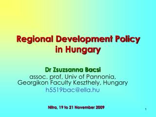 Regional Development Policy in Hungary