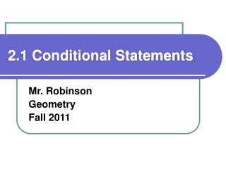 2.1 Conditional Statements