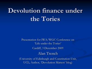 Devolution finance under the Tories