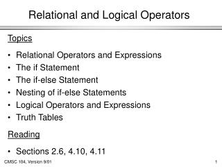 Relational and Logical Operators