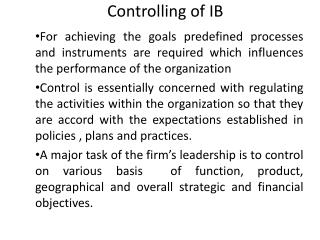 Controlling of IB