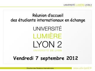 Réunion d’accueil des étudiants internationaux en échange