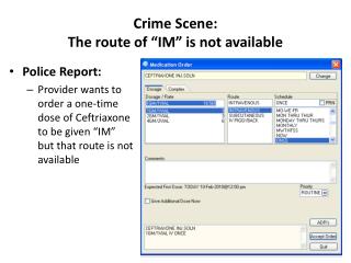 Crime Scene: The route of “IM” is not available