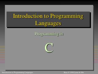 Introduction to Programming Languages