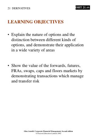 LEARNING OBJECTIVES Explain the nature of options and the