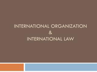 International Organization &amp; International Law