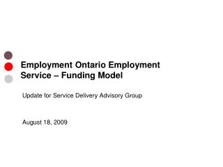 Employment Ontario Employment Service – Funding Model