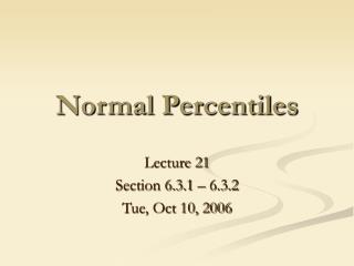 Normal Percentiles