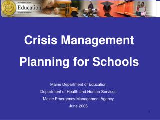 Crisis Management Planning for Schools
