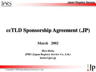 ccTLD Sponsorship Agreement (.JP)