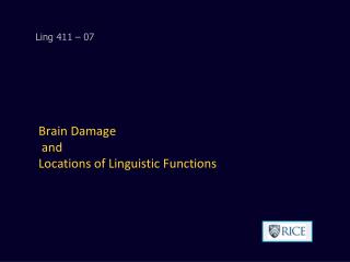 Brain Damage and Locations of Linguistic Functions