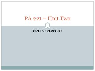 PA 221 – Unit Two