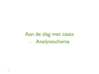 Aan de slag met cases Analyseschema