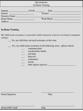 In-Home Training Agreement