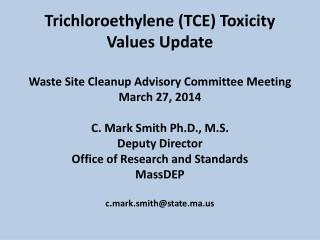 Trichloroethylene (TCE) Timeline