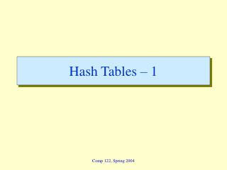 Hash Tables – 1