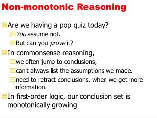 Non-monotonic Reasoning