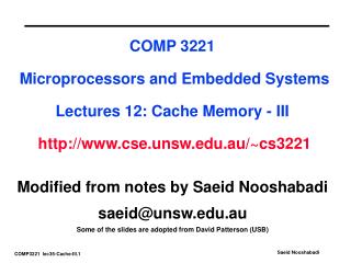 Modified from notes by Saeid Nooshabadi saeid@unsw.au