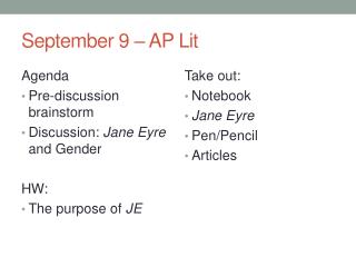 September 9 – AP Lit