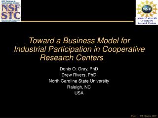 Toward a Business Model for Industrial Participation in Cooperative Research Centers