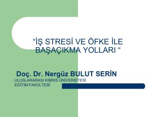 “İŞ STRESİ VE ÖFKE İLE BAŞAÇIKMA YOLLARI “