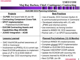 USEUCOM Maj Ray Barben, Chief, Contingency Contracting