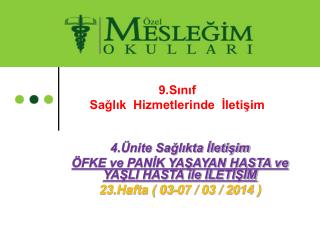 9.Sınıf Sağlık Hizmetlerinde İletişim