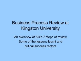 Business Process Review at Kingston University