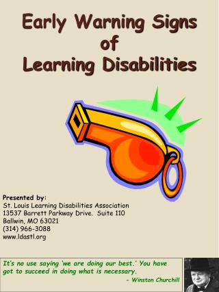 Early Warning Signs of Learning Disabilities