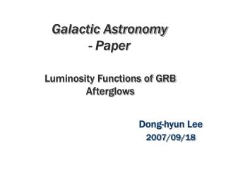 Galactic Astronomy - Paper