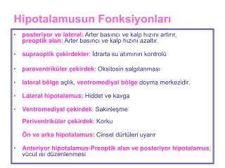 Hipotalamusun Fonksiyonları