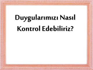 Duygularımızı Nasıl Kontrol Edebiliriz?