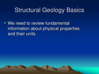 Structural Geology Basics