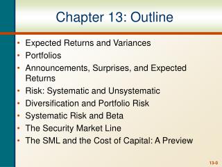 Chapter 13: Outline
