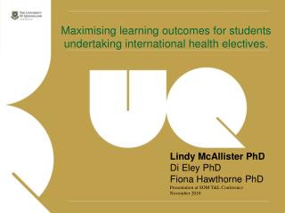 Lindy McAllister PhD Di Eley PhD Fiona Hawthorne PhD