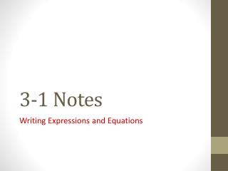 3-1 Notes