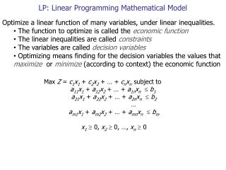 LP: Linear Programming Mathematical Model