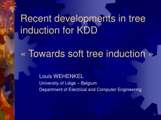 Recent developments in tree induction for KDD « Towards soft tree induction »