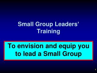 Small Group Leaders’ Training