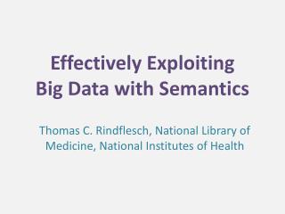 Effectively Exploiting Big Data with Semantics