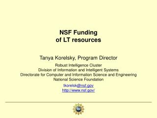 NSF Funding of LT resources