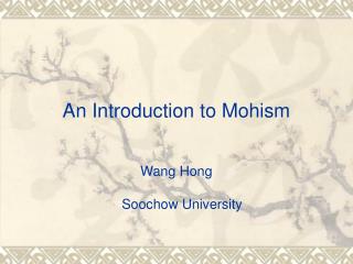 An Introduction to Mohism