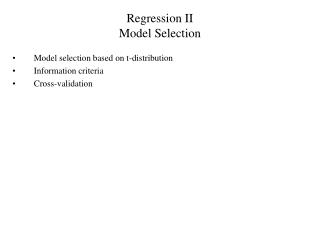 Regression II Model Selection