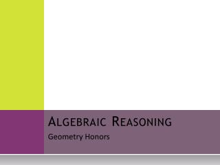 Algebraic Reasoning