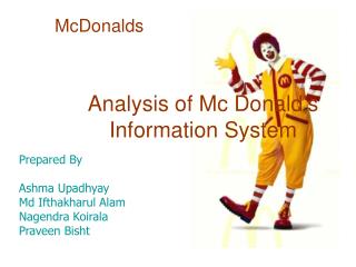 Analysis of Mc Donald’s Information System