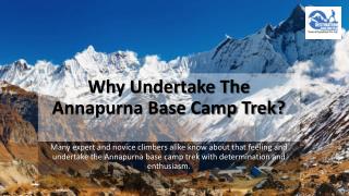 Why Undertake The Annapurna Base Camp Trek?